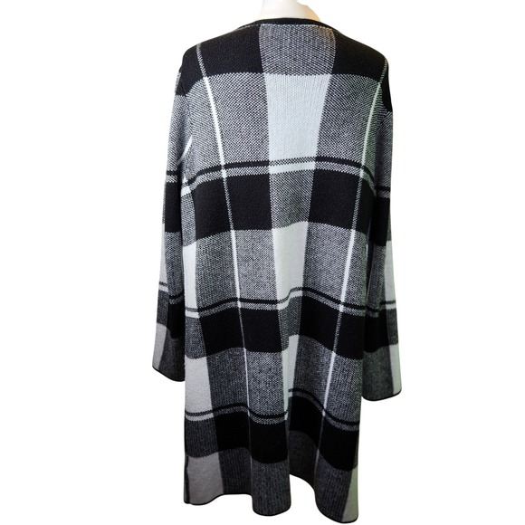 Fortune + Ivy Womens XL Black White Buffalo Plaid Cardigan Duster Shacket - Picture 7 of 8